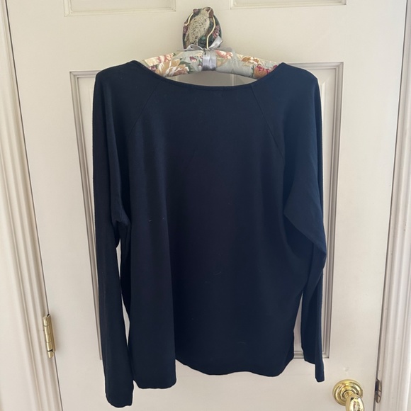 RALPH LAUREN BLACK V-NECK/JEWEL NECKLINE TOP-1X/EUC - Picture 3 of 6